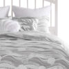 Doz 3pc King Size Coverlet Set, Coastal Matelasse, Harbor Gray, White