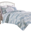 Doz 2pc Twin Size Coverlet Set, Coastal Matelasse, Tidal Blue, White