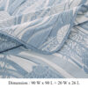 Doz 3pc Queen Size Coverlet Set, Coastal Matelasse, Tidal Blue, White