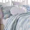 Doz 3pc King Size Coverlet Set, Coastal Matelasse, Tidal Blue, White