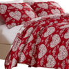 Liv 3pc Queen Size Coverlet Set, Woven Jacquard Matelasse, Red, White