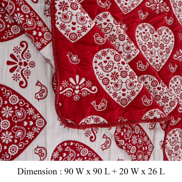 Liv 3pc Queen Size Coverlet Set, Woven Jacquard Matelasse, Red, White