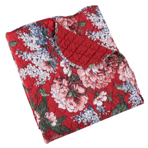 Milz 50x60 Quilted Throw Blanket, Cotton, Polyester, Red Floral Print