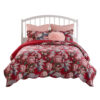 Milz 2pc Twin Size Quilt Set, Cotton, Polyester, Garnet Red Florals