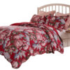 Milz 2pc Twin Size Quilt Set, Cotton, Polyester, Garnet Red Florals