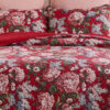 Milz 2pc Twin Size Quilt Set, Cotton, Polyester, Garnet Red Florals