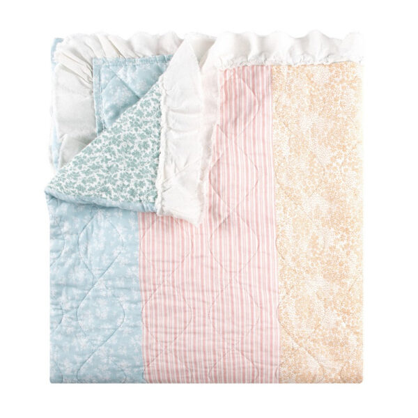 Tisy 50x60 Ruffle Throw Blanket, Cotton, Polyester, Pastel Stripes