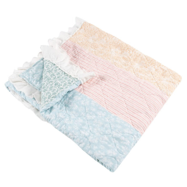 Tisy 50x60 Ruffle Throw Blanket, Cotton, Polyester, Pastel Stripes