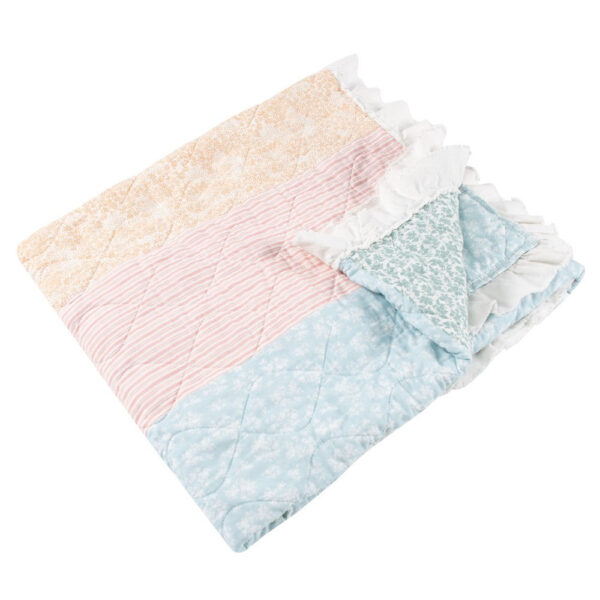 Tisy 50x60 Ruffle Throw Blanket, Cotton, Polyester, Pastel Stripes