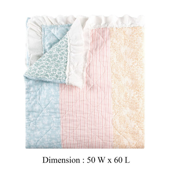 Tisy 50x60 Ruffle Throw Blanket, Cotton, Polyester, Pastel Stripes