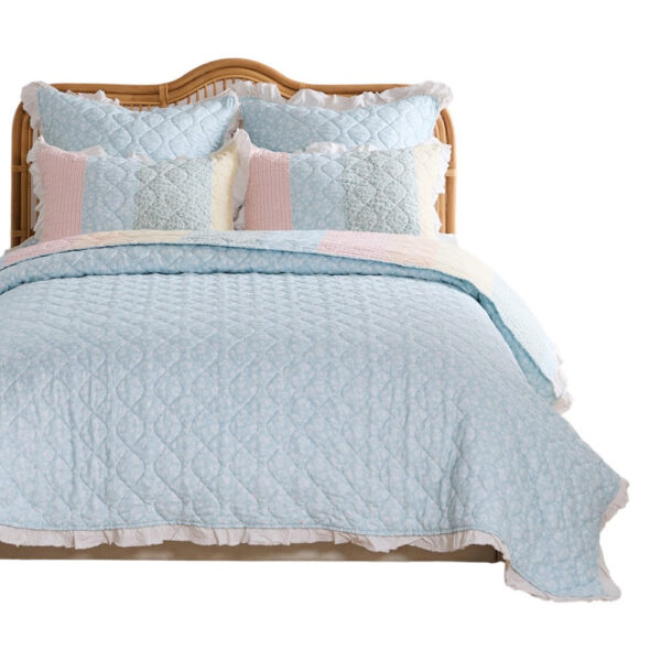 Tisy 2pc Twin Size Quilt Set, Cotton, Polyester, Pastel Color Stripes