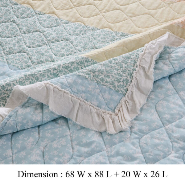 Tisy 2pc Twin Size Quilt Set, Cotton, Polyester, Pastel Color Stripes