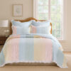 Tisy 2pc Twin Size Quilt Set, Cotton, Polyester, Pastel Color Stripes