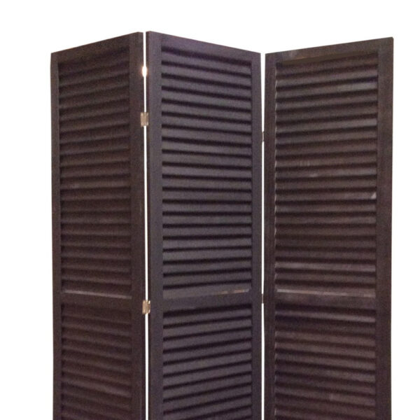 3 Panel Foldable Wooden Shutter Screen with Straight Legs, Black