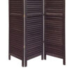 3 Panel Foldable Wooden Shutter Screen with Straight Legs, Black