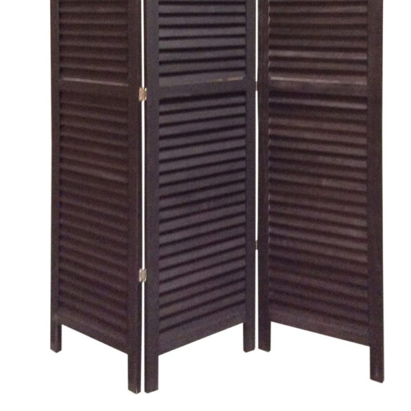3 Panel Foldable Wooden Shutter Screen with Straight Legs, Black