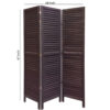 3 Panel Foldable Wooden Shutter Screen with Straight Legs, Black