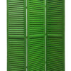 3 Panel Foldable Wooden Shutter Screen with Straight Legs, Green