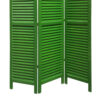 3 Panel Foldable Wooden Shutter Screen with Straight Legs, Green