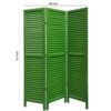3 Panel Foldable Wooden Shutter Screen with Straight Legs, Green