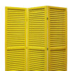 3 Panel Foldable Wooden Shutter Screen with Straight Legs, Yellow