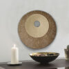 Round and Ribbed Double Layer Sandstone Wall Art, Set of 2, Medium, Brown and Beige