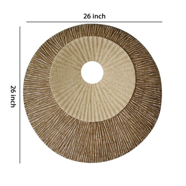 Round and Ribbed Double Layer Sandstone Wall Art, Set of 2, Large, Brown and Beige