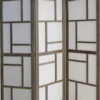 Contemporary 3 Panel Wooden Screen with Geometrical Designs, Gray