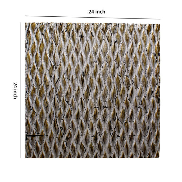 Modern Style Wooden Wall Decor with Patterned Carving, Large, Silver