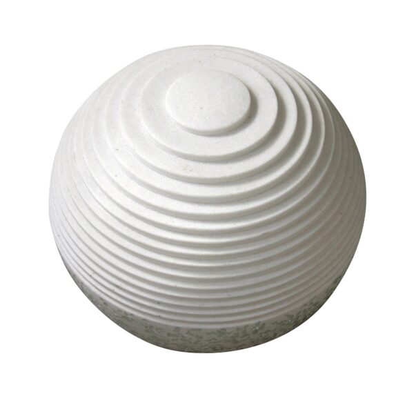 Contemporary Sandstone Polished Ball with Step Carved Lines, White