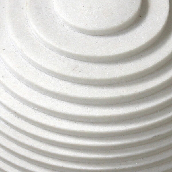 Contemporary Sandstone Polished Ball with Step Carved Lines, White