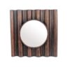 Traditional Style Wooden Round Mirror with Panpipe Style Frame , Brown