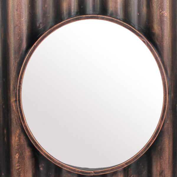 Traditional Style Wooden Round Mirror with Panpipe Style Frame , Brown