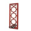17 Inch Mirrored Wall Art Set of 2, Candle Holder Sconce, Lattice Design, Red