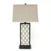 Rock Base Table Lamp Set of 2 with Drum Shade and Quatrefoil Pattern,Brown