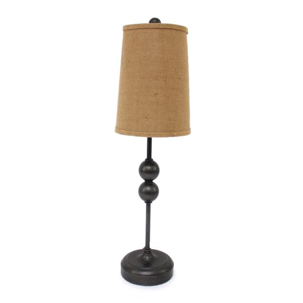 Metal Spindle Design Table Lamp Set of 2 with Cone Shade and Round Base, Black