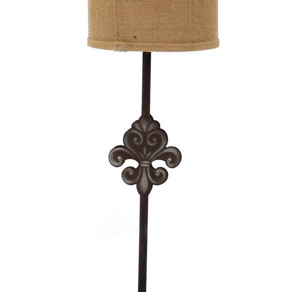 Metal Table Lamp Set of 2 with Cylindrical Drum Shade and Fleur De Lis Accent,Black