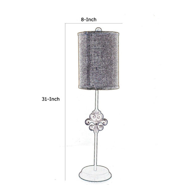 Metal Table Lamp Set of 2 with Cylindrical Drum Shade and Fleur De Lis Accent,Black