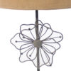 Metal Table Lamp Set of 2 with Flower Accent and Block Base,Beige and Gray