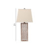 Table Lamp Set of 2 with Chevron Pattern and Mirror Inlay,Brown and Silver