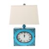 Clock Design Metal Table Lamp Set of 2 with Tapered Shade, Blue and Beige