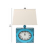 Clock Design Metal Table Lamp Set of 2 with Tapered Shade, Blue and Beige