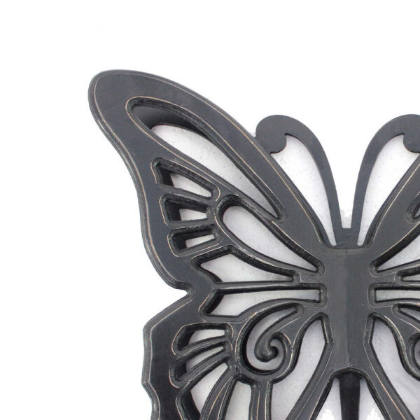 Set of 2 Wooden Butterfly Wall Plaque with Cutout Detail, Black