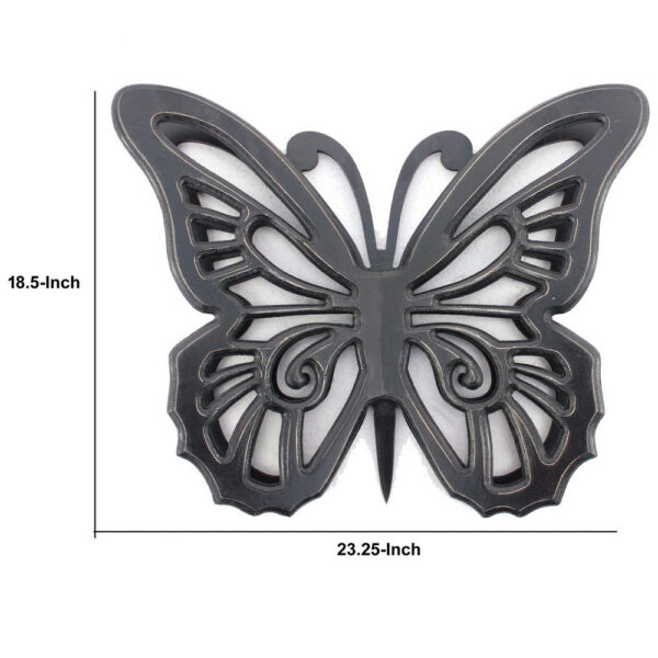 Set of 2 Wooden Butterfly Wall Plaque with Cutout Detail, Black