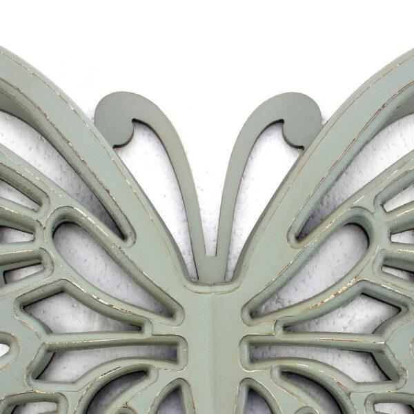 Set of 2 Wooden Butterfly Wall Plaque with Cutout Detail, Light Gray