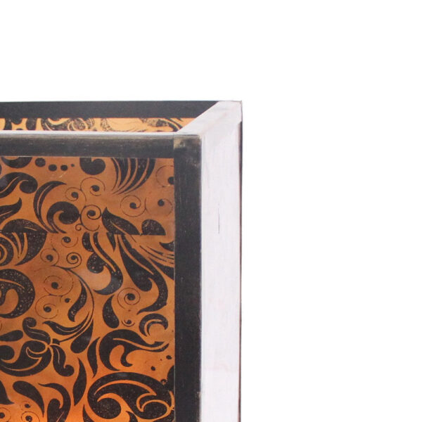 Cuboidal Metal and Glass Filigree Candleholder, Black and Clear