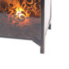 Cuboidal Metal and Glass Filigree Candleholder, Black and Clear