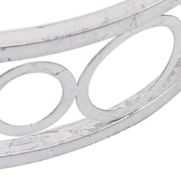 Round Metal Tray Set of 2 with Geometric Mirror Panel Inserts, Silver