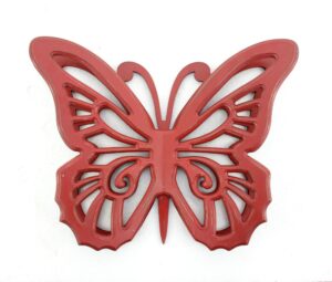 Set of 2 Wooden Butterfly Wall Plaque with Cutout Detail, Red