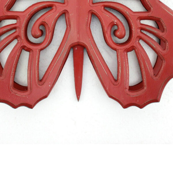 Set of 2 Wooden Butterfly Wall Plaque with Cutout Detail, Red